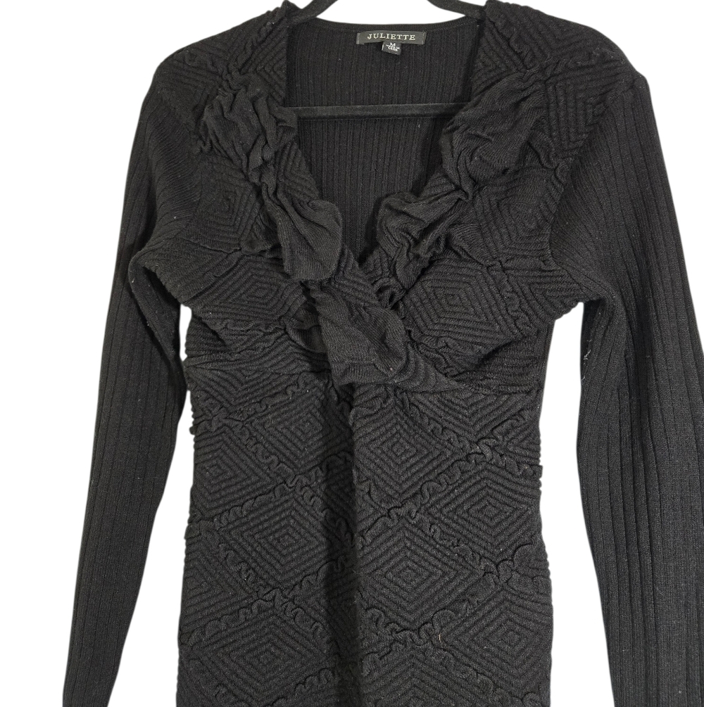 Juliette Black Textured Knit Sweater Pullover Sze Small